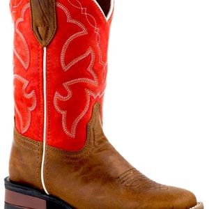Roper Boys Kids Tan/Red Leather Monterey Cowboy Boots